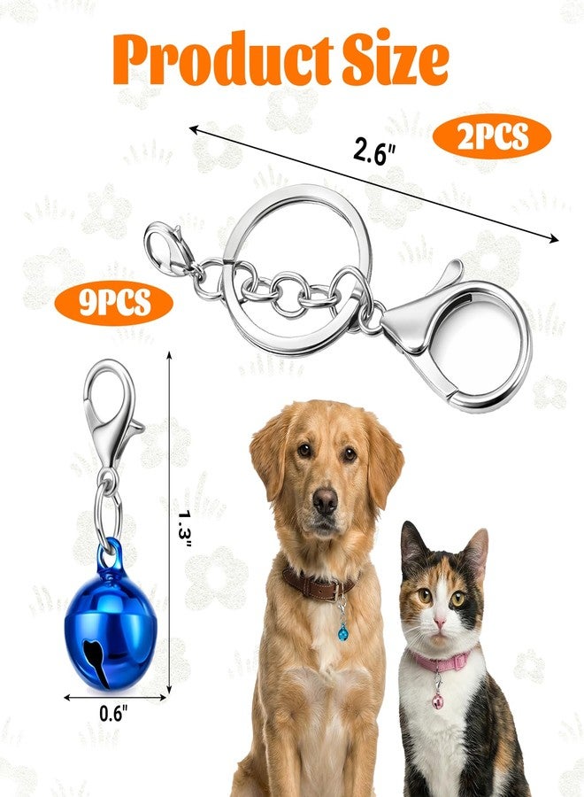 WJIAAA 9 PCS Colorful Pet Bells, Loud Jingle Bells for Dog Cat Collar with 2pcs Keychain, Small Metal Round Jingle Bell with Clasps for Collar Charms and DIY Crafts - Image 2